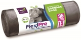 Saci menajeri Flexipro Silver cu snur Luxia, LDPE, 35 L, 15 buc/rola